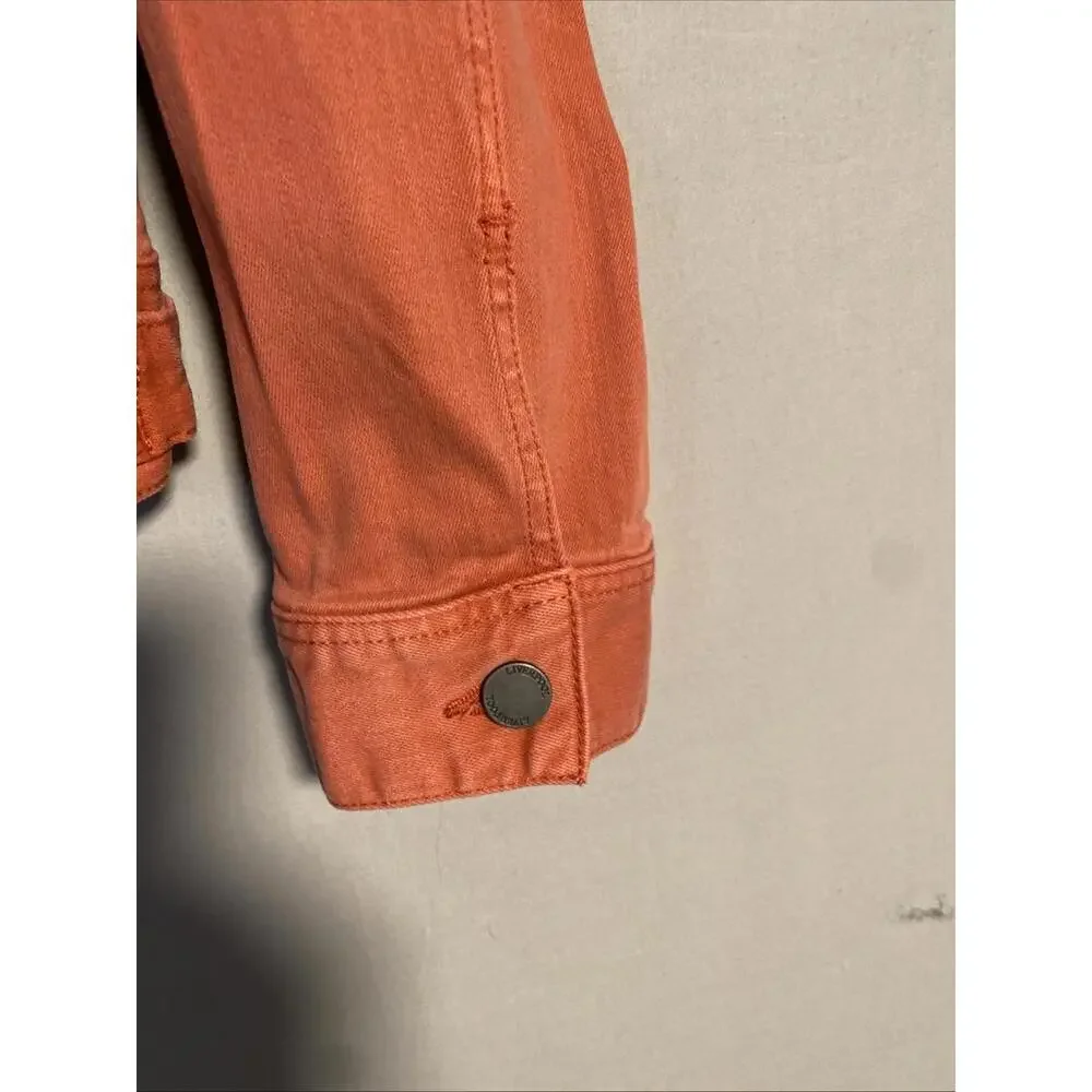Liverpool Los Angeles Stretch Button Denim Jeans Jacket Coral Fins Womens Large - Picture 4 of 9